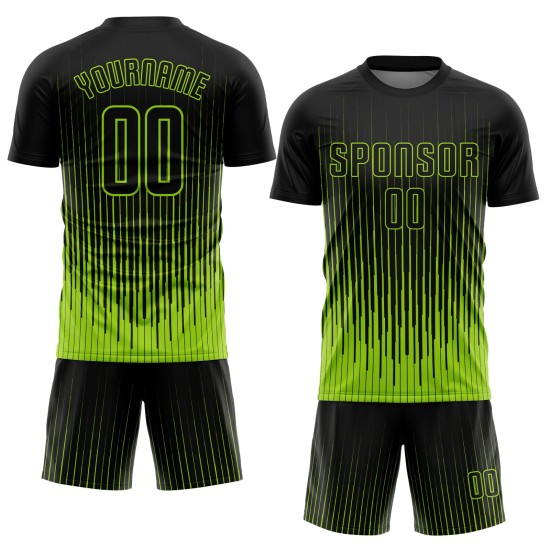 Black Custom Soccer Jersey Uniform Green Sublimation Neon Black Custom Soccer Jersey Uniform Green Sublimation Neon
