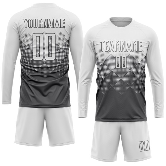 Steel Gray Soccer Custom Uniform Jersey Sublimation White Steel Gray Soccer Custom Uniform Jersey Sublimation White