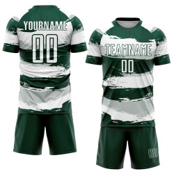 White Custom Sublimation Uniform Green Jersey Soccer White Custom Sublimation Uniform Green Jersey Soccer