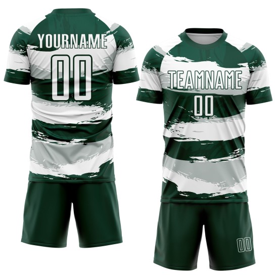 White Custom Sublimation Uniform Green Jersey Soccer White Custom Sublimation Uniform Green Jersey Soccer