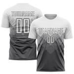 Steel Gray Soccer Custom Uniform Jersey Sublimation White Steel Gray Soccer Custom Uniform Jersey Sublimation White