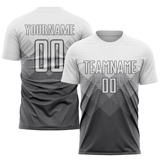Steel Gray Soccer Custom Uniform Jersey Sublimation White Steel Gray Soccer Custom Uniform Jersey Sublimation White