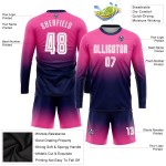 Long Sleeve Jersey Fade Uniform Custom Pink Sublimation White-Navy Fashion Soccer Long Sleeve Jersey Fade Uniform Custom Pink Sublimation White-Navy Fashion Soccer