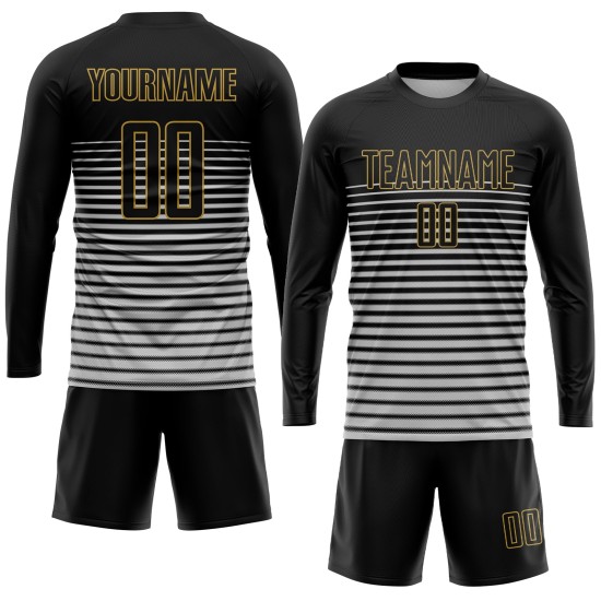 Uniform Custom Gold Soccer Black Jersey Black-Old Sublimation Uniform Custom Gold Soccer Black Jersey Black-Old Sublimation