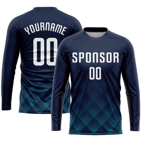 Jersey Navy Custom Soccer White-Teal Uniform Sublimation Jersey Navy Custom Soccer White-Teal Uniform Sublimation