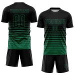 Fashion Custom Green Kelly Sublimation Uniform Black Jersey Pinstripe Soccer Fade Fashion Custom Green Kelly Sublimation Uniform Black Jersey Pinstripe Soccer Fade