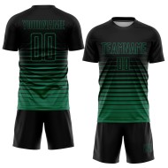 Fashion Custom Green Kelly Sublimation Uniform Black Jersey Pinstripe Soccer Fade Fashion Custom Green Kelly Sublimation Uniform Black Jersey Pinstripe Soccer Fade