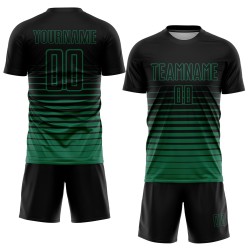 Fashion Custom Green Kelly Sublimation Uniform Black Jersey Pinstripe Soccer Fade Fashion Custom Green Kelly Sublimation Uniform Black Jersey Pinstripe Soccer Fade