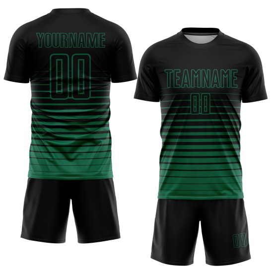 Fashion Custom Green Kelly Sublimation Uniform Black Jersey Pinstripe Soccer Fade Fashion Custom Green Kelly Sublimation Uniform Black Jersey Pinstripe Soccer Fade
