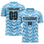 Sublimation Jersey Home Soccer Uniform Blue Light Custom Black-White Sublimation Jersey Home Soccer Uniform Blue Light Custom Black-White