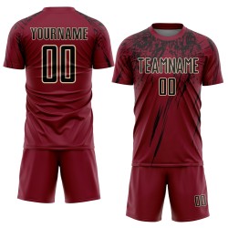 Jersey Soccer Black-Cream Uniform Sublimation Crimson Custom Jersey Soccer Black-Cream Uniform Sublimation Crimson Custom