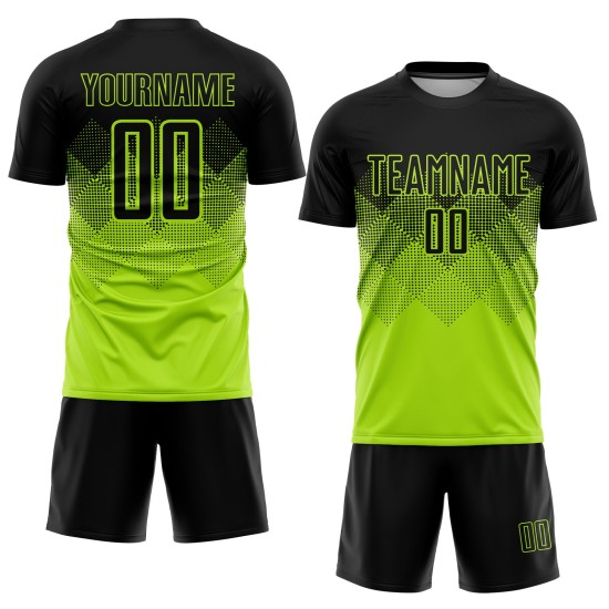 Jersey Neon Black Soccer Uniform Sublimation Green Custom Jersey Neon Black Soccer Uniform Sublimation Green Custom