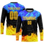 Sublimation Uniform Gold-Royal Jersey Soccer Custom Figure Sublimation Uniform Gold-Royal Jersey Soccer Custom Figure