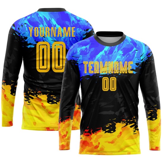 Sublimation Uniform Gold-Royal Jersey Soccer Custom Figure Sublimation Uniform Gold-Royal Jersey Soccer Custom Figure