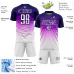 Dark Pattern Hexagons Sublimation Soccer Jersey Uniform Gradient Custom White Purple Dark Pattern Hexagons Sublimation Soccer Jersey Uniform Gradient Custom White Purple