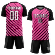 Custom White-Black Uniform Soccer Pink Jersey Sublimation Custom White-Black Uniform Soccer Pink Jersey Sublimation