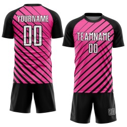 Custom White-Black Uniform Soccer Pink Jersey Sublimation Custom White-Black Uniform Soccer Pink Jersey Sublimation