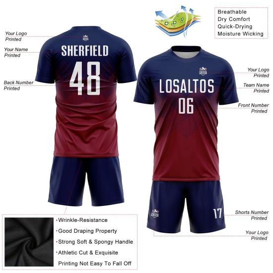 Uniform Custom Jersey Navy White-Crimson Soccer Sublimation Uniform Custom Jersey Navy White-Crimson Soccer Sublimation