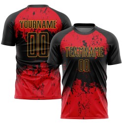 Red-Gold Custom Jersey Sublimation Soccer Uniform Black