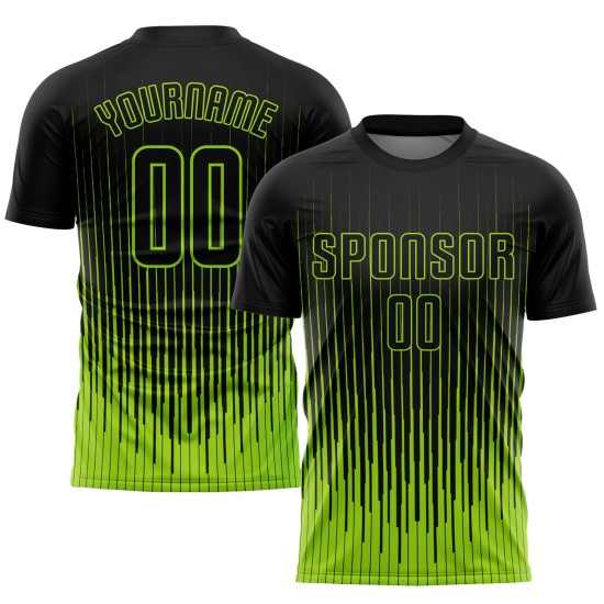 Black Custom Soccer Jersey Uniform Green Sublimation Neon Black Custom Soccer Jersey Uniform Green Sublimation Neon