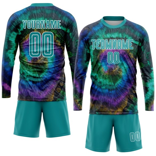 Dye Uniform Tie Sublimation Teal-White Soccer Custom Jersey Dye Uniform Tie Sublimation Teal-White Soccer Custom Jersey