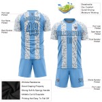 Black-White Sublimation Blue Light Soccer Uniform Jersey Custom Black-White Sublimation Blue Light Soccer Uniform Jersey Custom