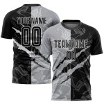 Graffiti Pattern Scratch Uniform Black-Gray Custom Soccer Jersey Sublimation Graffiti Pattern Scratch Uniform Black-Gray Custom Soccer Jersey Sublimation