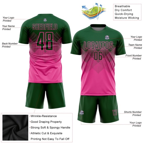 Sublimation Pink Custom Soccer Jersey Green Uniform Sublimation Pink Custom Soccer Jersey Green Uniform