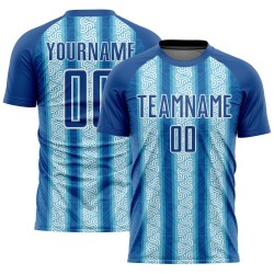 Light Custom Blue-White Ethnic Jersey Sublimation Soccer Stripes Uniform Blue