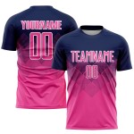 Soccer Sublimation Navy Custom Jersey Pink-White Uniform Soccer Sublimation Navy Custom Jersey Pink-White Uniform