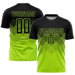 Jersey Neon Black Soccer Uniform Sublimation Green Custom