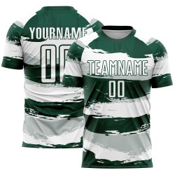 White Custom Sublimation Uniform Green Jersey Soccer