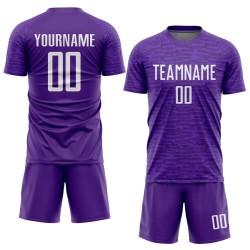 Purple Jersey Sublimation Custom White Soccer Uniform Purple Jersey Sublimation Custom White Soccer Uniform