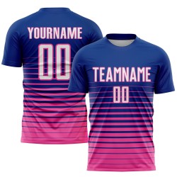 Fashion Jersey Uniform Custom White-Pink Sublimation Soccer Pinstripe Fade Royal