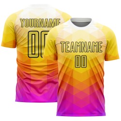 Pink-Black Yellow Sublimation Geometric Jersey Shapes Hot Uniform Soccer Custom