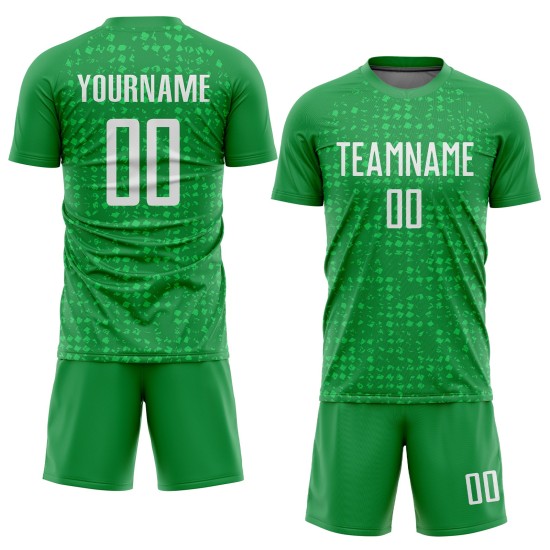 Sublimation Uniform White Green Soccer Custom Kelly Jersey Sublimation Uniform White Green Soccer Custom Kelly Jersey