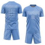 Blue Light Custom Uniform Soccer White Lines Jersey Sublimation Blue Light Custom Uniform Soccer White Lines Jersey Sublimation