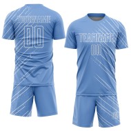 Blue Light Custom Uniform Soccer White Lines Jersey Sublimation Blue Light Custom Uniform Soccer White Lines Jersey Sublimation