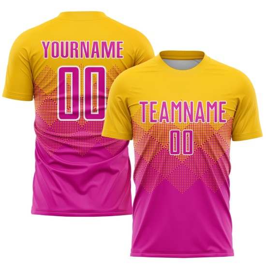 Custom Gold Jersey Deep Sublimation Pink-White Soccer Uniform Custom Gold Jersey Deep Sublimation Pink-White Soccer Uniform