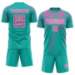 Sublimation Soccer Uniform Pink-White Jersey Aqua Custom Sublimation Soccer Uniform Pink-White Jersey Aqua Custom