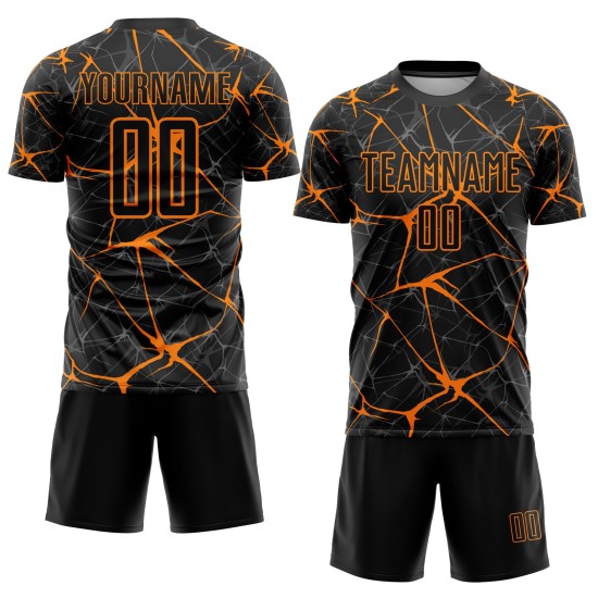 Orange Jersey Custom Soccer Sublimation Uniform Black Bay Orange Jersey Custom Soccer Sublimation Uniform Black Bay