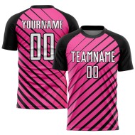 Custom White-Black Uniform Soccer Pink Jersey Sublimation