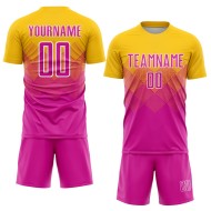 Custom Gold Jersey Deep Sublimation Pink-White Soccer Uniform Custom Gold Jersey Deep Sublimation Pink-White Soccer Uniform