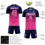 Soccer Sublimation Navy Custom Jersey Pink-White Uniform Soccer Sublimation Navy Custom Jersey Pink-White Uniform