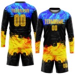 Sublimation Uniform Gold-Royal Jersey Soccer Custom Figure Sublimation Uniform Gold-Royal Jersey Soccer Custom Figure