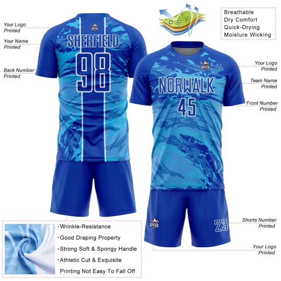 Sublimation Jersey Blue Thunder Sky Fluid Abstract Blue-White Uniform Soccer Custom Sublimation Jersey Blue Thunder Sky Fluid Abstract Blue-White Uniform Soccer Custom