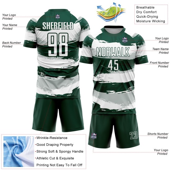White Custom Sublimation Uniform Green Jersey Soccer White Custom Sublimation Uniform Green Jersey Soccer