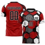 Jersey Custom Soccer Uniform Sublimation Red Black-White Jersey Custom Soccer Uniform Sublimation Red Black-White