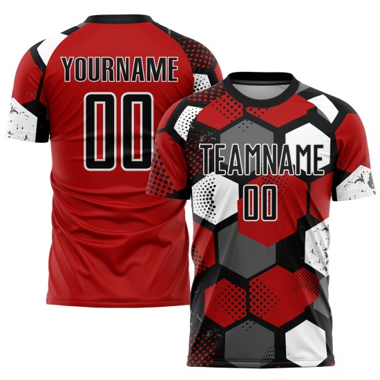 Jersey Custom Soccer Uniform Sublimation Red Black-White Jersey Custom Soccer Uniform Sublimation Red Black-White