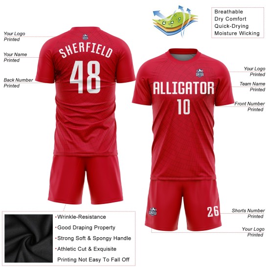 Red Soccer White Uniform Jersey Sublimation Custom Red Soccer White Uniform Jersey Sublimation Custom